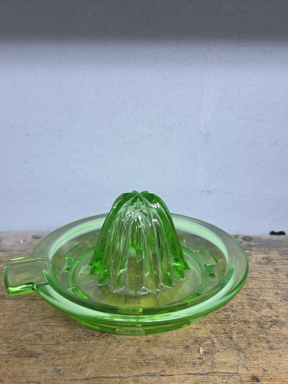 Vintage 1930's Green Uranium Glass Citrus Juicer